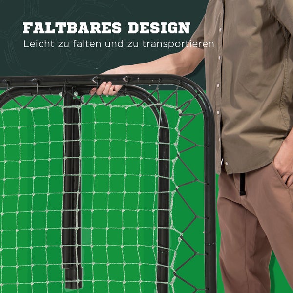 HOMCOM Fußball Rebounder, klappbar Kickback Tor, Rückprallwand Netz für Baseball, Basketball, Verstellbar in 5 Stufen, 78 x 84 x 65-78 cm, Metall, Schwarz