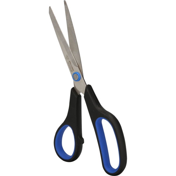 Brilliant Tools Allzweckschere aus Edelstahl mit schwarz-blauen Kunststoffgriffen.