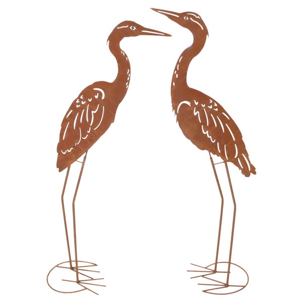 FRANK FLECHTWAREN | Metallvogel Rost, 2er Set, METALL, 35 x 16 x 88,5 cm