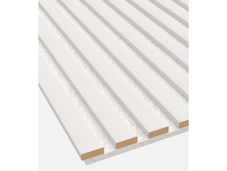 Wandpaneel mit Lamellenoptik aus Holzfaserwerkstoff zur dekorativen Wandgestaltung.