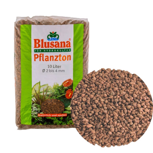 Blusana Blähton 10l Pflanzsubstrat für Hydrokultur Ton-Granulat Körnung 2-4 mm Pflanzton Drainagematerial & Bodenauflockerung