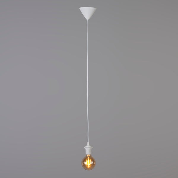 Pendelleuchte mit weißem Kabel, weißem Baldachin und dekorativem Leuchtmittel