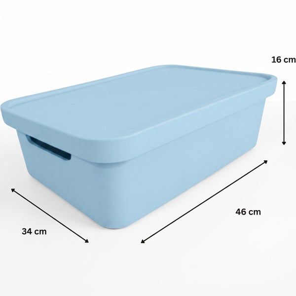 Kunststoff Aufbewahrungsbox mit Deckel, Maße 46 mal 34 mal 16 Zentimeter