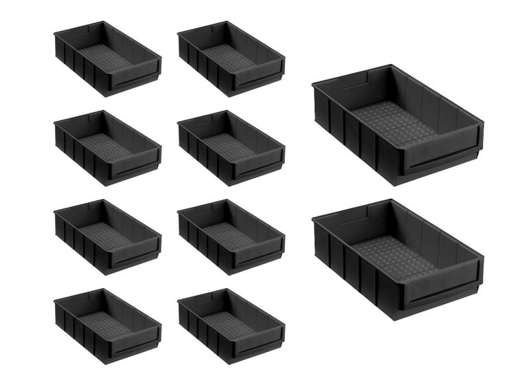 PROREGAL SparSet 10x Leitfähige Indurstriebox 300 B HxBxT 8,1 x 18,3 x 30 cm 3,4 Liter ESD Sortimentskasten