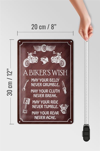 Blechschild Spruch 20x30cm biker`s Wish never crumble break