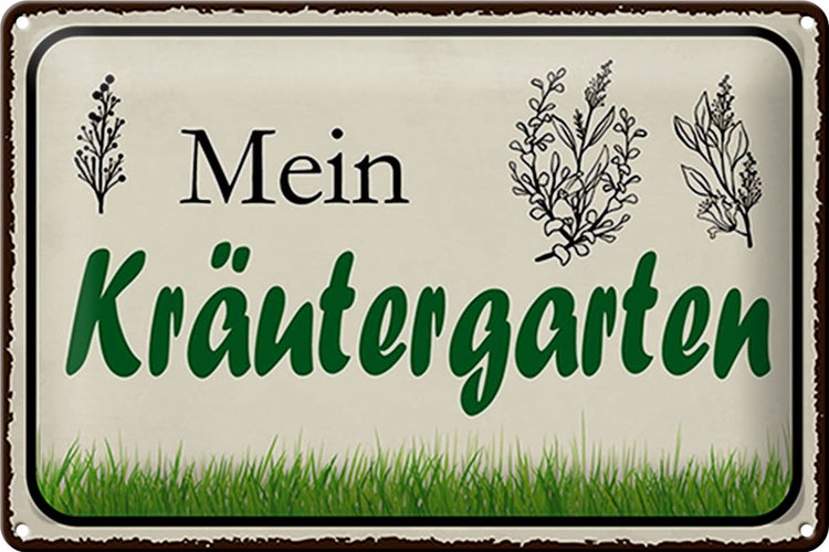 Blechschild Spruch 30x20cm mein Kräutergarten Garten