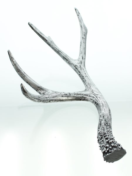 FRANK FLECHTWAREN | Geweih Silber, 2er Set, KUNSTSTOFF, 19 x 18 x 8 cm, 30 x 14 x 8 cm