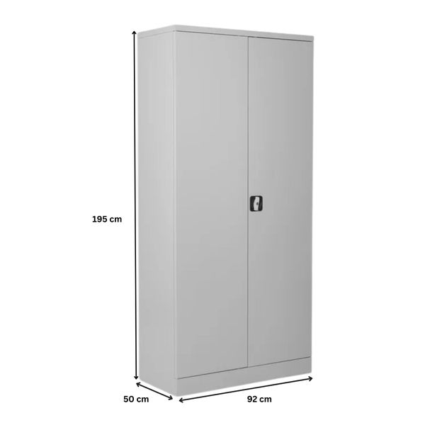 PROREGAL Stahlschrank Bee 4 Fachböden HxBxT 195 x 92 x 50 cm Pulverbeschichtetes & Verstärktes Fachbodenmaterial Grau & Grau