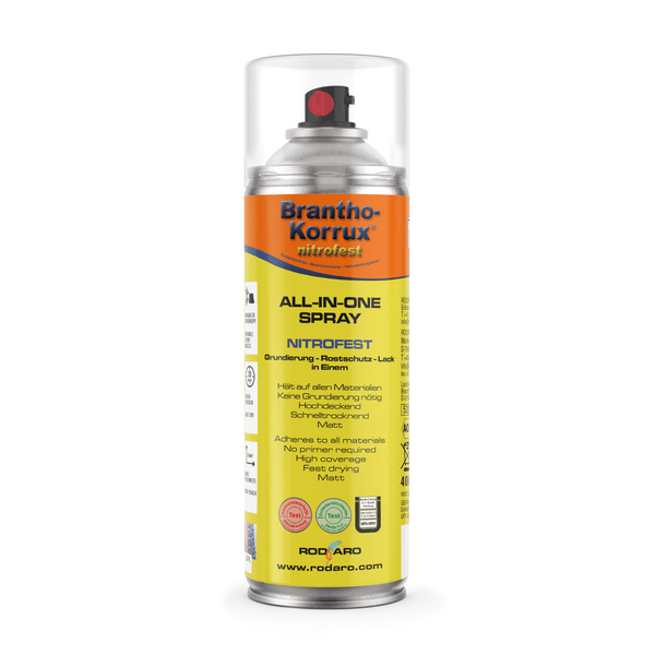 Brantho Korrux Rostschutzlack - All-in-One Sprühdose 1-K 400ml Spraydose Nitrofest Weiss Matt RAL9010