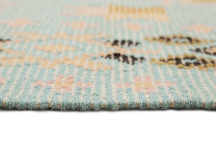 Kelim Teppich Bunt meliert aus Wolle Mayenne Green Looop 80x150 cm