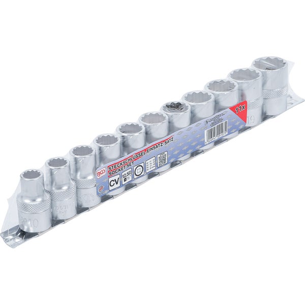 BGS Steckschlüssel-Einsatz-Satz Zwölfkant Antrieb Innenvierkant 12,5 mm (1/2) SW 10 - 21 mm 11tlg. - 9107