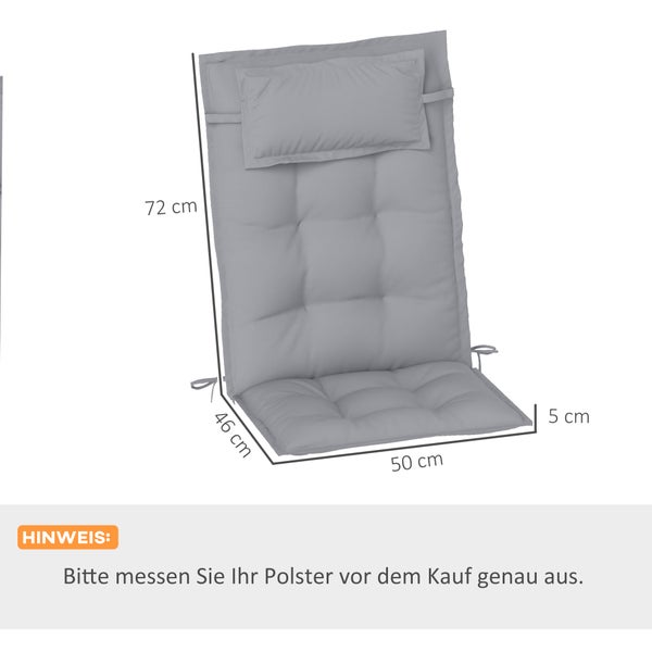 Outsunny 2er Set Auflage für Sonnenliege Wasserabweisend Liegenauflage für Gartenliege Polsterauflage für Strandliege Liegestuhl Kissen Polster für Gartenmöbel Auflagen 50x116x5 cm, Hellgrau