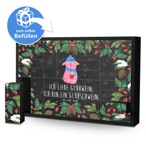 Mr. & Mrs. Panda Befüllbarer Adventskalender Schwein Glühwein - Schwarz