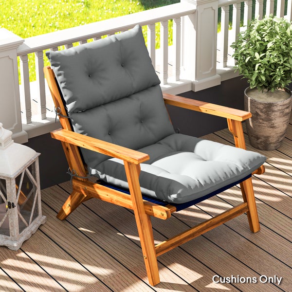 Outsunny Sitzkissen, 115x56 cm Stuhlkissen mit Bindebänder, Rückenlehne, 10cm dick Polsterauflage, wasserabweisend Sitzpolster für Haus, Garten, Büro, Stühle, Hellgrau