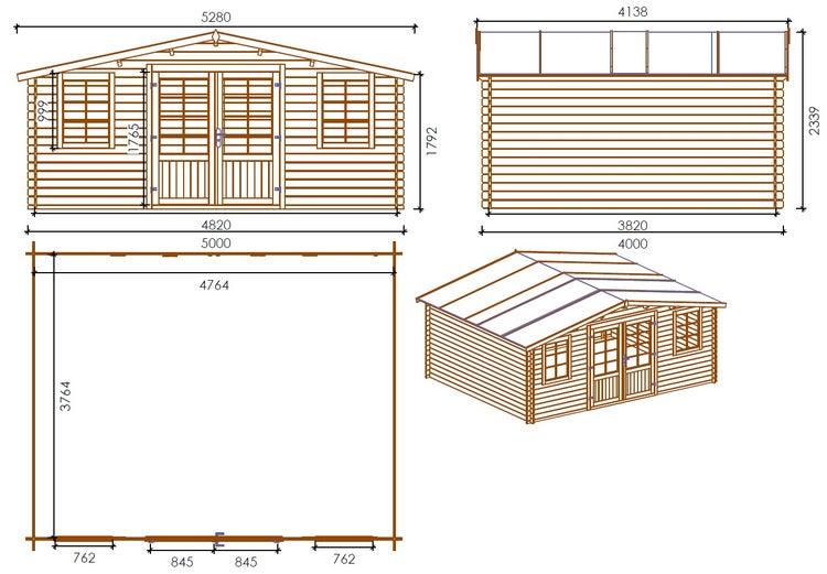 Gartenhaus, Gerätehaus 30m2 - 5x4m - 28mm