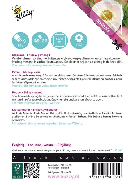 Buzzy Klatschmohn Shirley Samenpackung