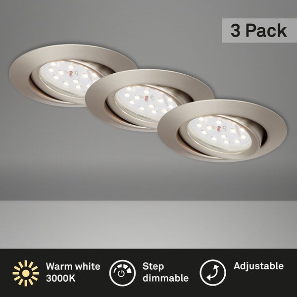 3er Set LED Einbauleuchte, Ø 8,2 cm, 3,5 W, Matt-Nickel, Briloner Leuchten