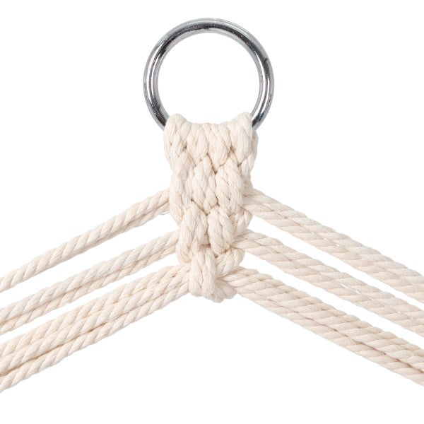 ECD Germany Design Hängesessel mit extrem gemütlichem 6cm dicken Sitzkissen aus Baumwolle und Armlehnen/Querstab aus Holz, belastbar bis 120kg, Grau, Gepolsterter Hängestuhl Hängematte Hängesitz