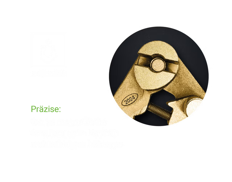 Detailansicht eines Werkzeugkopfes mit magnetischer Arretierung für präzises rechtwinkliges Abbiegen von Metall.