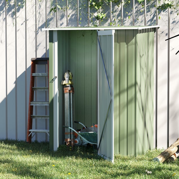 Outsunny Gerätehaus, Geräteschuppen mit Tür, Outdoor, 142 x 84 x 189 cm, Stahl, Grün