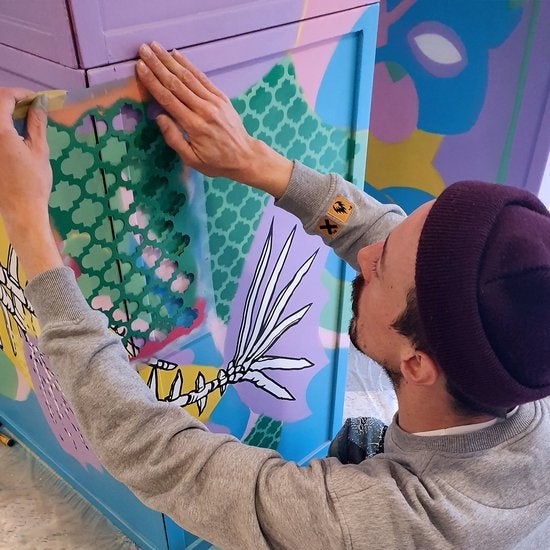 QBIX Fliesenschablone A3 Größe Kunststoff - Ausschnitt ist 18cm breit - Marokkanische Fliesenschablone