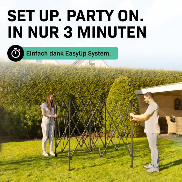 VONROC Pavillon 3x3m wasserdicht stabil - Partyzelt EasyUp System [3Min Aufbau] Popup Faltpavillon modular erweiterbar als Festival Zelt, Gartenpavillon