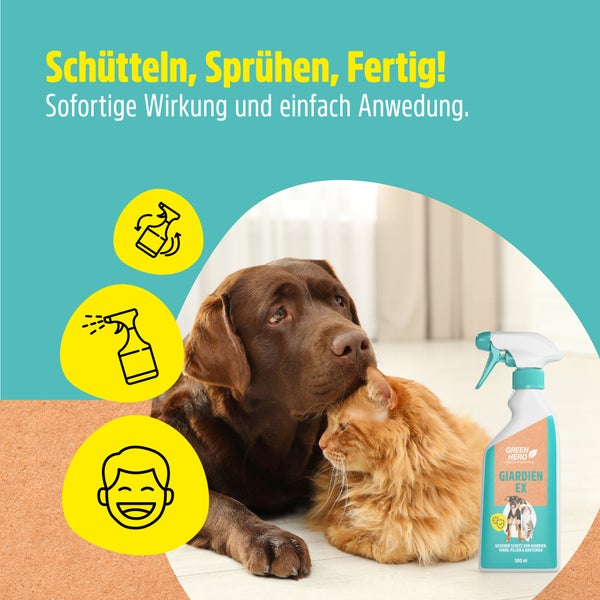 Green Hero Giardien Ex Spray zum Schutz vor Giardien, Viren, Pilzen und Bakterien für Haustiere