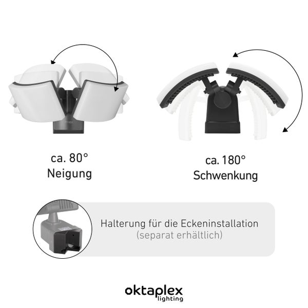 Cali Dos LED Strahler Außen 40W 2 Köpfe Flutlicht IP65 3000K warmweiß Außenbeleuchtung Außenstrahler anthrazit