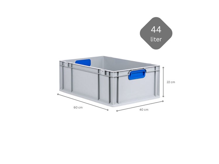 PROREGAL Spar Set 10x Eurobox Nextgen Color HxBxT 22 x 40 x 60 cm 44 Liter Griffe Blau Geschlossen Verstärkter Boden Eurobehälter Transportbox