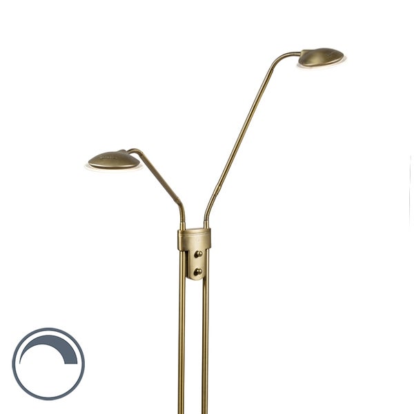 QAZQA - Moderne Stehleuchte mit Leseleuchte I Stehlampe I Standleuchte I Lampe I Leuchte Bronze mit Leselampe inkl. LED - Eva Dimmer I Dimmbar I Wohnzimmer I Schlafzimmer - Stahl Länglich - I (nicht a