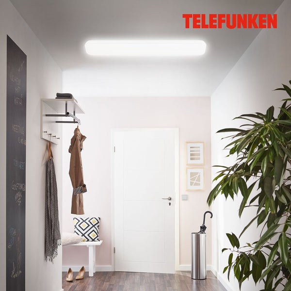 TELEFUNKEN KISTA LED Deckenleuchte, in Stufen dimmbar, Speicherfunktion, Neutralweißes Licht, weiß, 115,5 x 18,5 x 5,5 cm