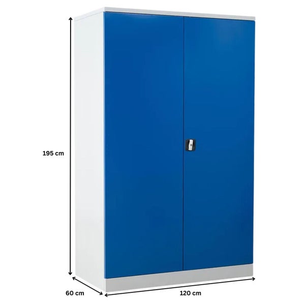 PROREGAL Stahlschrank Bee 7 Fachböden HxBxT 195 x 120 x 60 cm Pulverbeschichtetes & Verstärktes Fachbodenmaterial Grau & Blau