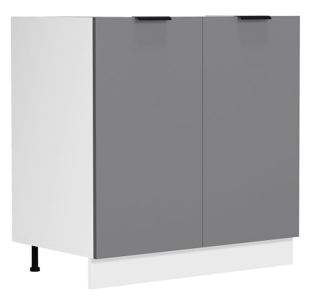 Spülenschrank Küche Breite 80 cm Fasola Weiß / Anthrazit