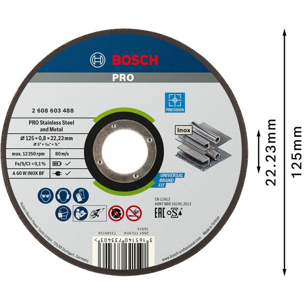 Bosch PRO Stainless Steel and Metal Trennscheibe 125 x 0,8 x 22,23 mm - 2608603488