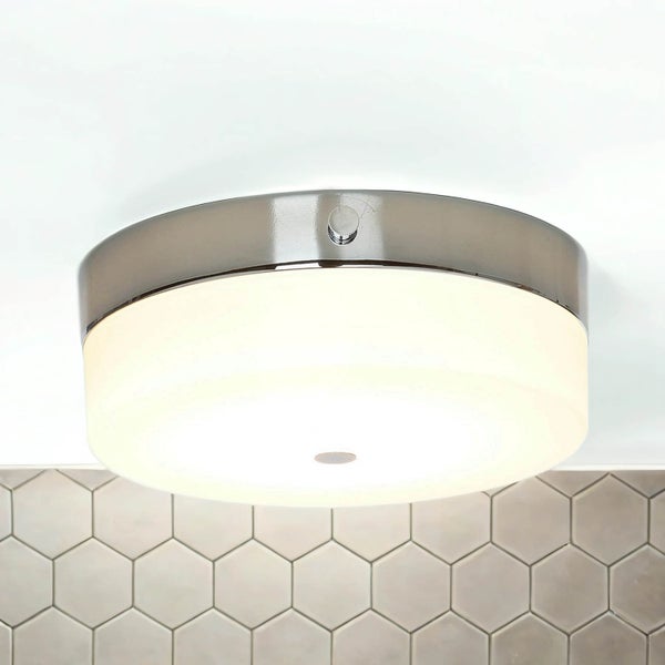 Runde Deckenleuchte mit Schirm aus Glas