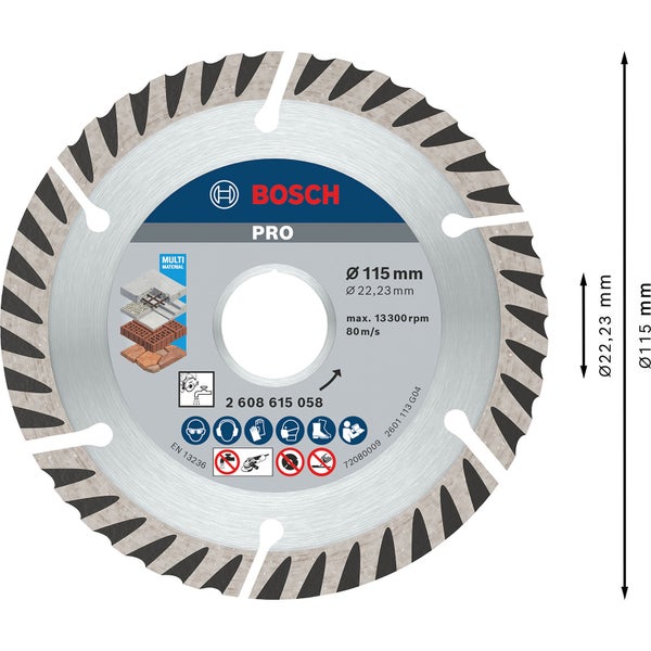 Bosch PRO Multi Material Diamanttrennscheibe 115 x 22,23 mm - 2608615058