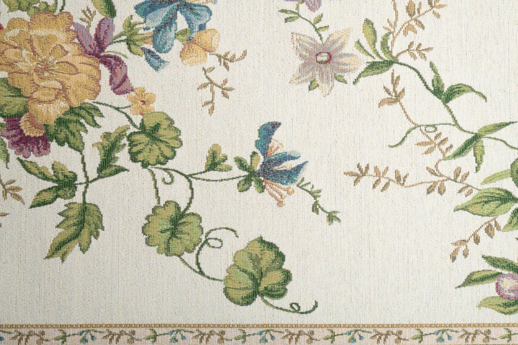 Gewebter Bordürenteppich im floralen Design Flomi Creme 70x400 cm