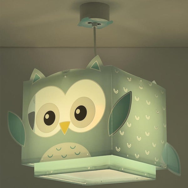 Kinderzimmer Pendelleuchte Little Owl in Hellblau und Weiß E27