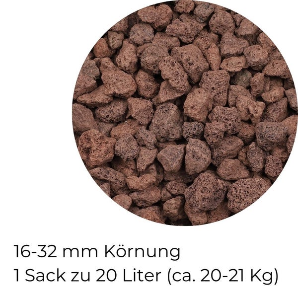 Lavastein Lavagranulat Grill Pflanzen Lavamulch für Garten Rot 16-32 mm 20L Aquarium Filtermaterial Lava Vulkanstein Lavakies