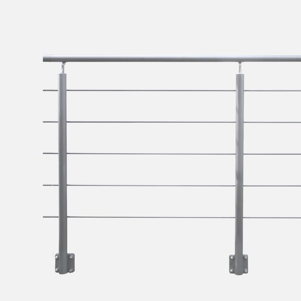 OPALU - Geländerset 2m aus Aluminium Montagefertig - Farbe Grau , Seitliche Befestigung