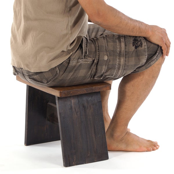 Hocker SCHEMEL 40 Mahagoni Massivholz 04 schwarz-natur