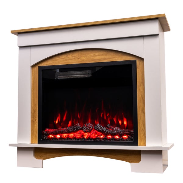 Elektrokamin mit Holzdekor und Kaminfeuer-Effekt