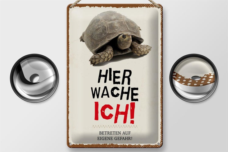Blechschild Spruch 20x30cmkröte hier wache eigene Gefahr