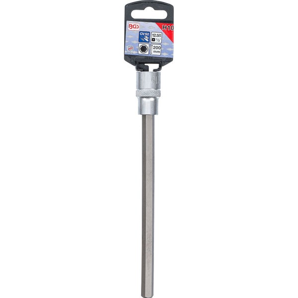 BGS Bit-Einsatz Länge 200 mm Antrieb Innenvierkant 12,5 mm (1/2) Innensechskant 10 mm - 4279