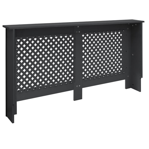 ECD Germany Heizkörperverkleidung mit Wabenmuster 152x19x82cm Anthrazit aus MDF lackiert Schlafzimmer Wohnzimmer Heizungsverkleidung Heizkörperabdeckung Heizungsabdeckung Heizung Heizkörper Abdeckung