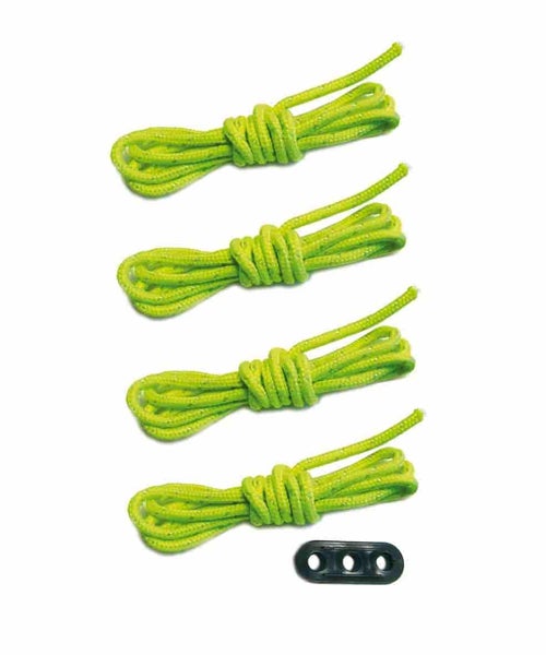 4x Abspannleinen, ca 3 m x Ø 3 mm, Dreichlochspanner mit Leuchteffekt