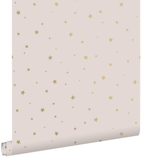 ESTAhome Tapete kleine Sterne Altrosa und Gold - 53 cm x 10.05 m - 139260