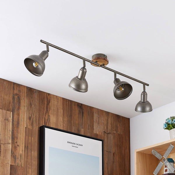 Lindby Strahler Nesrin (Landhaus, Vintage Rustikal) in Alu aus Metall (4 flammig E14) - Deckenlampe Deckenleuchte Lampe Spot Wohnzimmerleuchte
