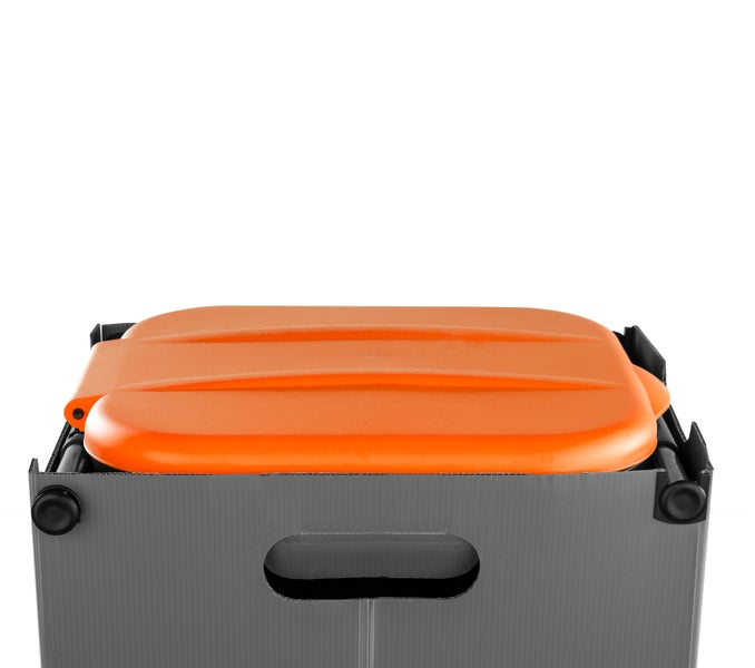 BigDean Müllsackständer SichtFix Orange mit Sichtschutz - 80L - Müllsackhalter Bauset für Gelben Sack - Mülleimer Müllbeutelständer Müllbeutelhalter
