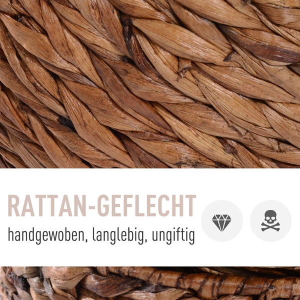 PawHut Rattan Katzenkorb, 42 x 33 x 52 cm, Wasserhyazinthe, Hellbraun